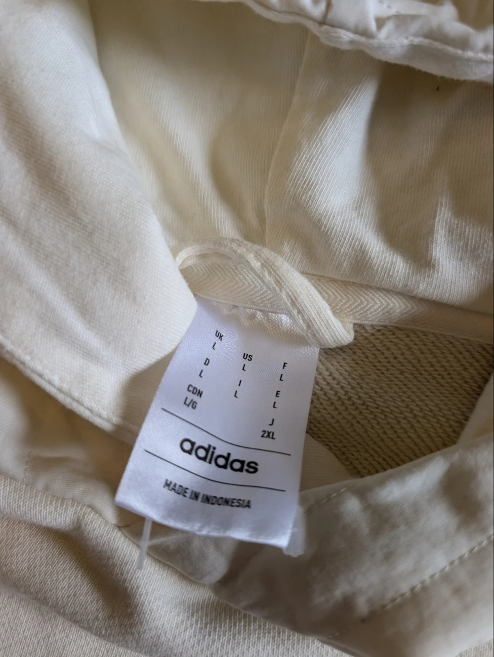 ADIDAS Harden Quilted Basketball French Tery Hoodie In Ivory Size L